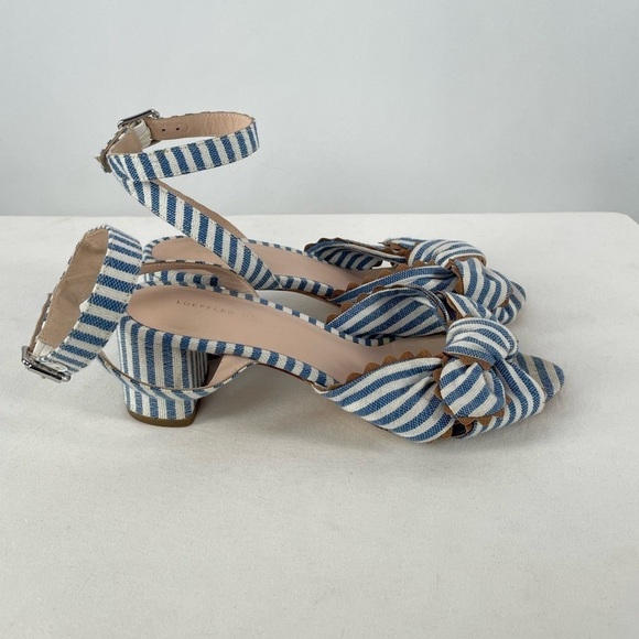 Loeffler Randall Jill Knotted Striped Sandal in Blue White Size 7 - Picture 5 of 8